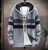 Hooded Border Knit Jacket Outerwear Full Zipper Tops Knit Zip Parka Parka Long Sleeve Streetwear Fleece Lined Zip Up Knit Parka Wear Adult Jacket