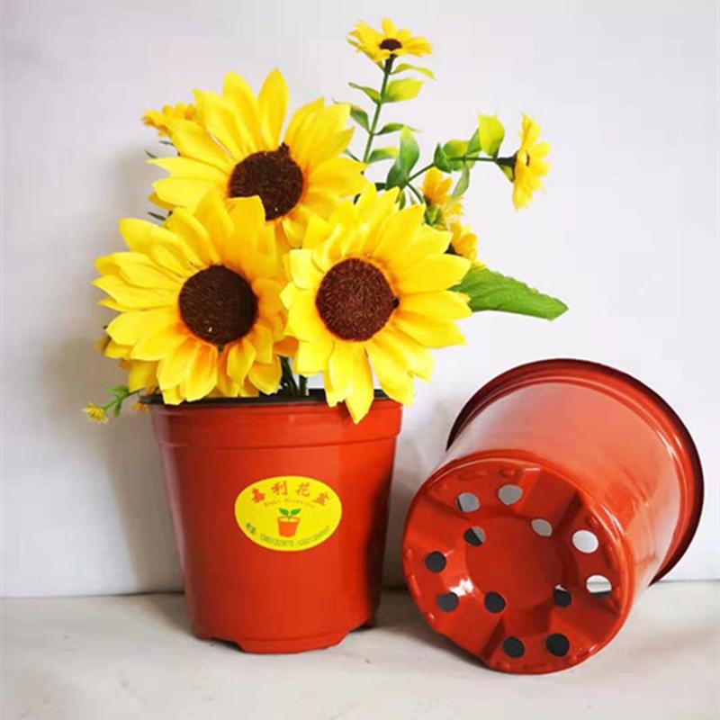 Небольшой пластиковый круглый цветочный горшок, терракотовый орнамент для питомника, двора, растения