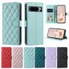 Embossed Checkered Hand Strap Phone Bag for Google Pixel 8 Pro Pixel 8 Pixel 7 7 Pro Pixel 7A Pixel 6A Card Slots Wallet Protection Case