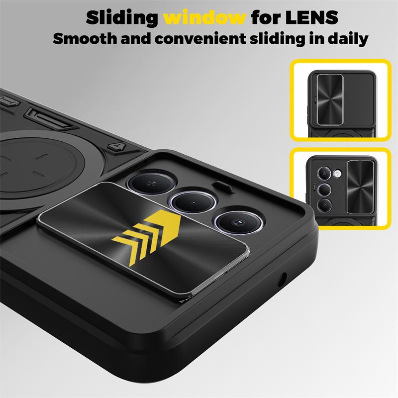 For Redmi 15 4G 171mm Case Magnetic Holder Ring Armor Shockproof Cover for Redmi15 Redmy 15 4G Slide Camera Protect Funda