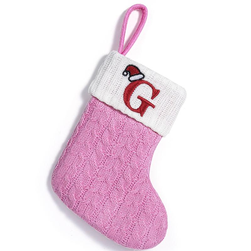 3d Pendant Gift Bag Letter Embroidered Gift Pendant Christmas Tree Decoration Pink Christmas Socks