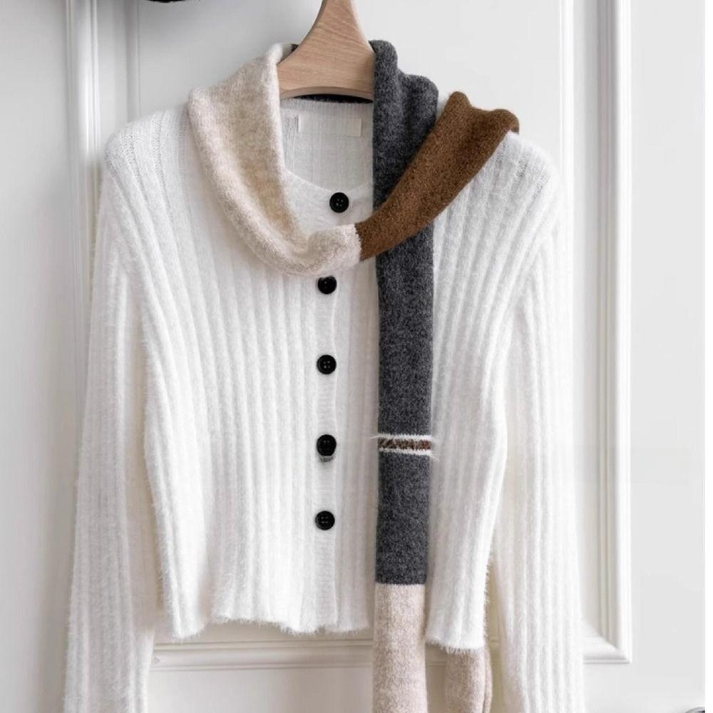 Y2 Sausage Thin Scarf Knitted Wool Plush Long Narrow Scarves Fashion Neck Scarves Autumn Winter