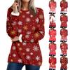 Women's Round Neck Top Printing Thickened Plush Cashmere Warm Long Top