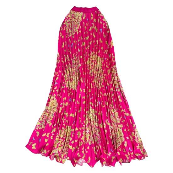 Длинная юбка в ретро-стиле, на резинке, с высокой талией, с принтом бабочек, плиссированная, с широким подолом, из дышащей ткани, для повседневной носки