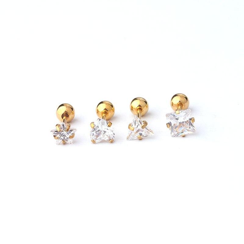 2 шт., серьги-гвоздики из нержавеющей стали 316L для пирсинга козелка, серьги-гвоздики для женщин, геометрический цирконий, кольцо для губ, ювелирные изделия для хряща