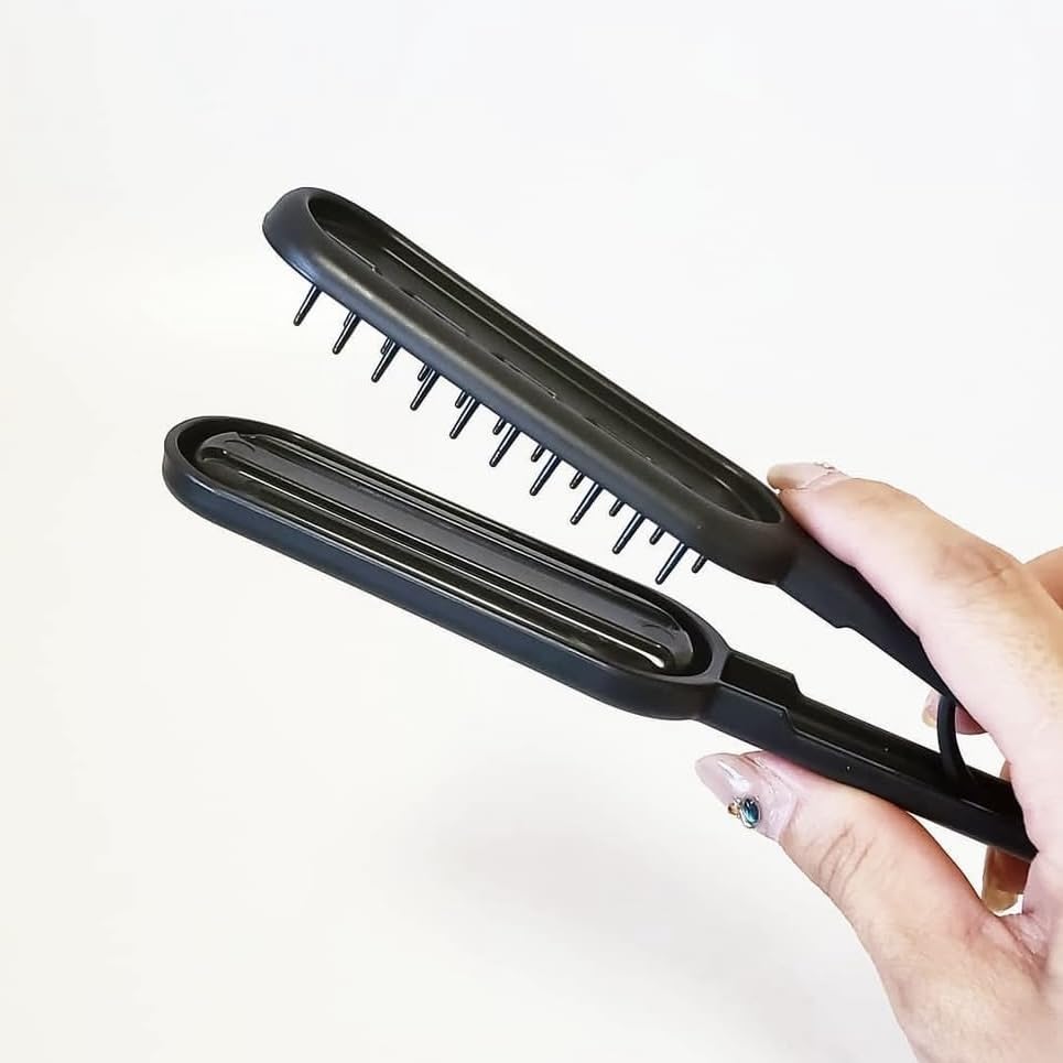 Выпрямитель для волос сделано в волосах волосы черный Фен-щетка, укладка, в форме расчески, Япония, выпрямление, экономящая время укладка, уход,