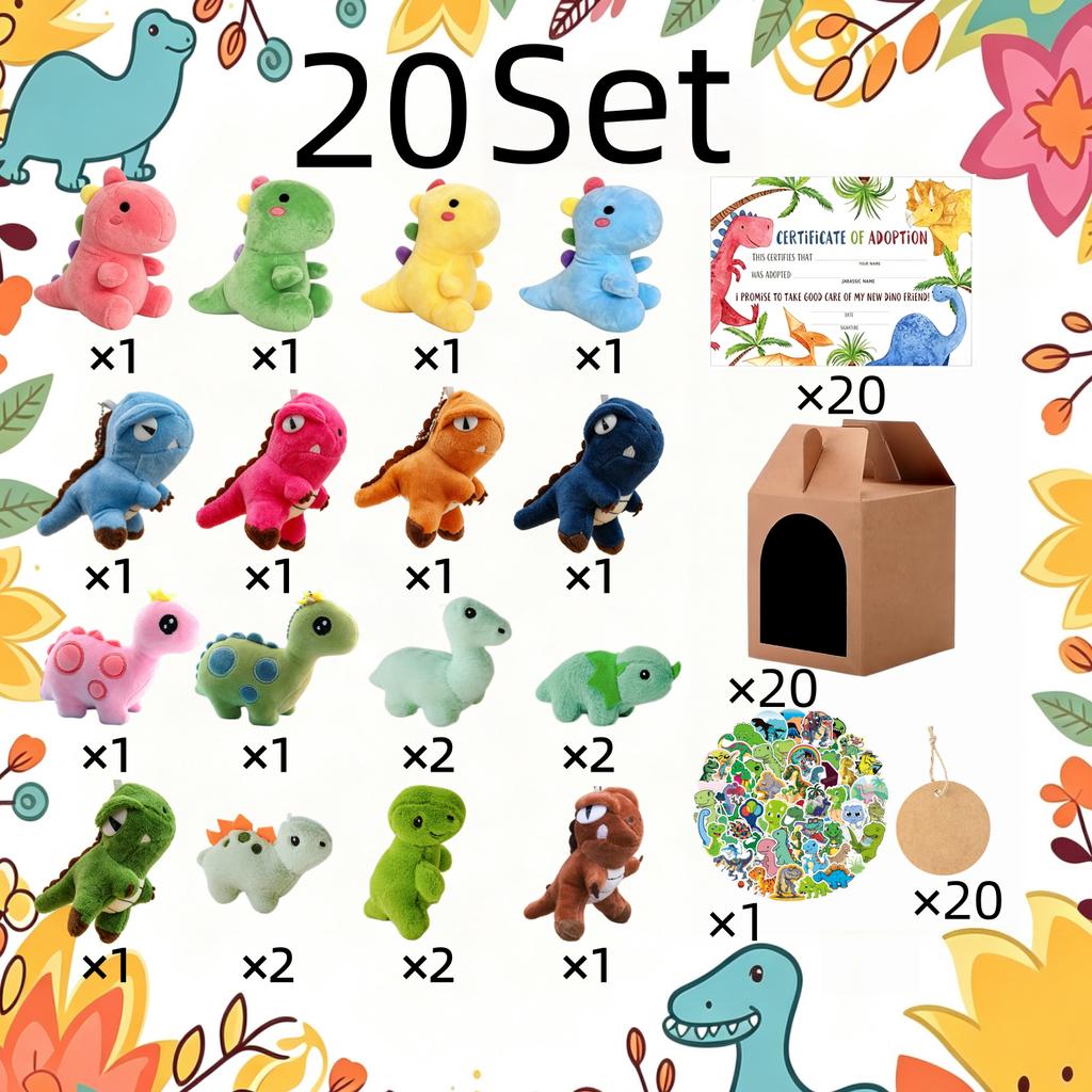 8-32Set Adopt A Dinosaur Party Favors Mini Dinosaur Stuffed Animals With Sticker Adoption Card for Birthday Party Favors Gift