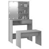Makeup Table Set with LED Lighting Grey Sonoma Wood Based Material