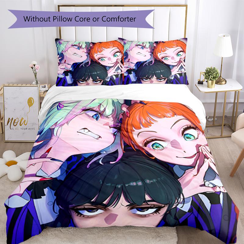 3pcs Addams Family Wednesday8 Design Cover Set - HD Printed Bedding with 1 Cover and 2 Pillowcases - Perfect for Home and Dorm Decor