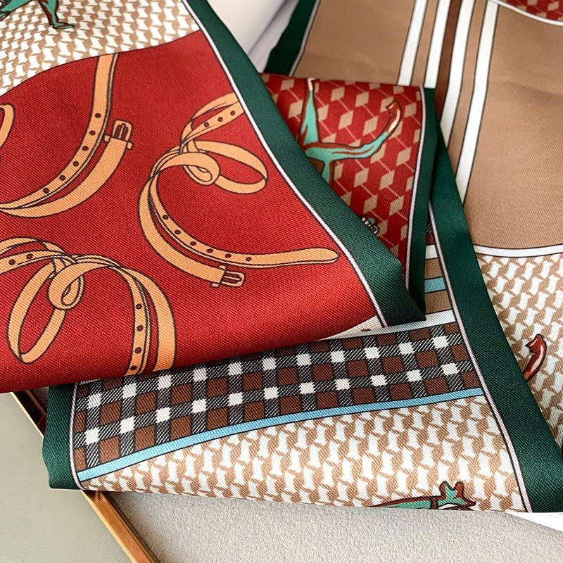 Тонкий и узкий шелковый шарф в стиле ретро, ​​женский декоративный остроконечный шарф, сумка-перевязка, пояс для волос, лента, шарф