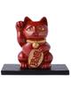 Gingado Maneki Neko (Lucky Cat) - Red Lacquer, Right Paw Raised, Metal, Lucky Cat, Good Luck, Feng Shui Figurine, Takaoka Copperware (Maneki Neko RE)