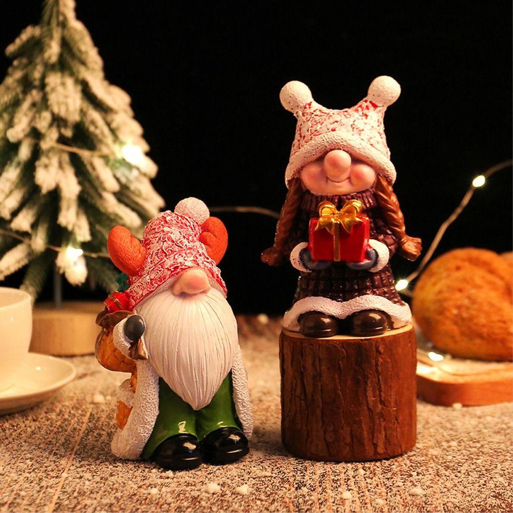 Resin Crafts Christmas Gnomes Statues Cute Merry Christmas Decorations  New Year Gift