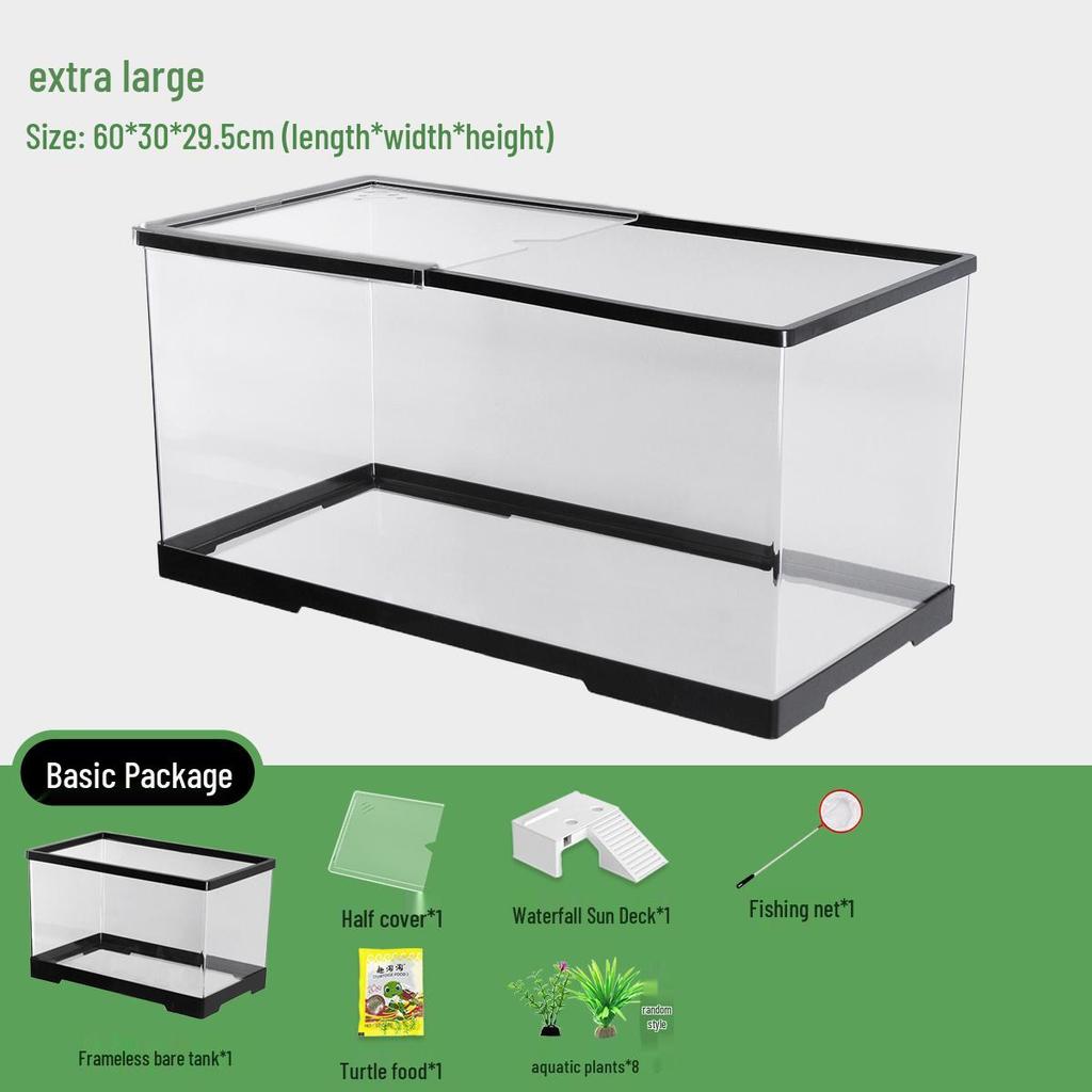 Компактный террариум для черепахи с платформой для обогрева - Элегантная настольная среда обитания с крышкой для экологичной гостиной