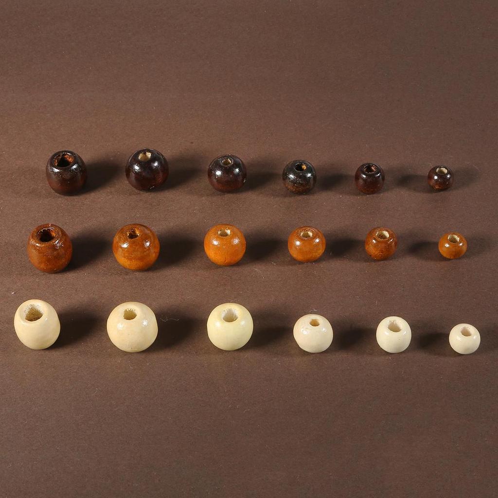 50PCS Big Hole Natural Wood Loose Beads Wooden Round Beads For Jewelry Making Bracelet Necklace Accessories DIY Crafts