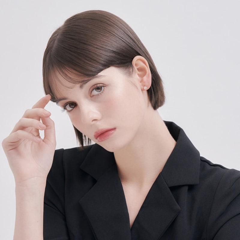 CRANNE Silver Big Point Cubic Ball Earrings C24EB330