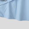 INCERUN Men Long Sleeve Front Cross Irregular Layers Patchwork Striped Casual Cape Shirts