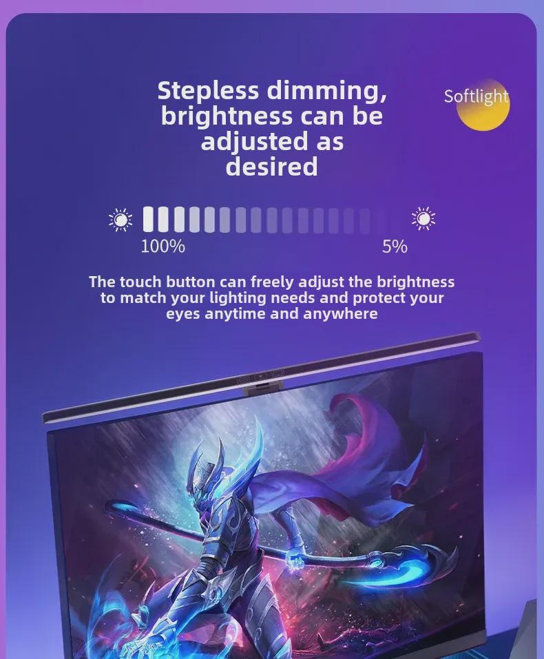 Large Curved Screen LED Desk Lamp with Colorful Ambiance Lighting - Perfect for Computer Monitors