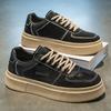 Men's Trendy Black Thick-Soled Breathable Skate Sneakers for Spring/Summer