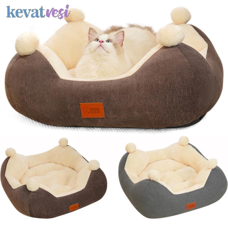 Thicken Pet Cat Bed Soft Plush Pet Sleeping Bed for Cats Small Medium Dogs Removable Pet Sofa Lovely Kitten Nest Cat Accessories