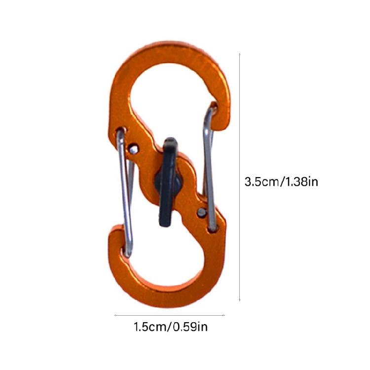 Small Stainless Steel 8 Shape Safety Clip Weatherproofed Carabiner Hook for Hiking Climbing and Daily Carry