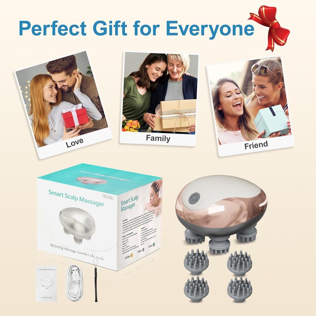 Мини-машина для массажа головы, силиконовая, с магнитным всасыванием, зарядка, силиконовая, многофункциональная, для разминания и вибрации, спа-головка