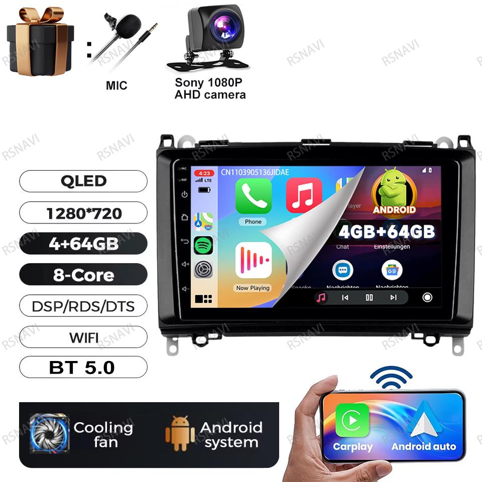 Car Radio Android 16 For Mercedes Benz B200 Sprinter W906 W639 A B Class W169 W245 Viano Vito Viedo Player Multimedia 4G LTE GPS