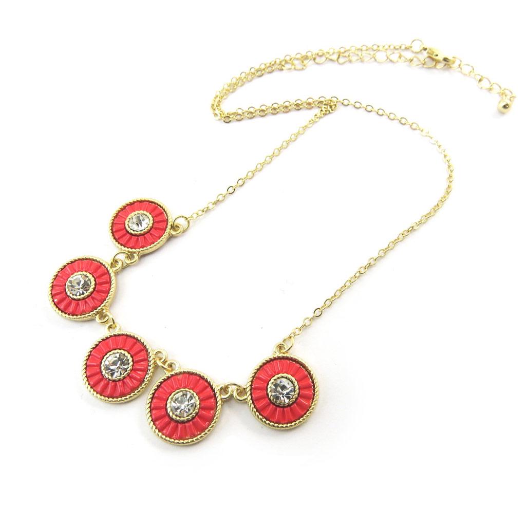 Les Trésors De Lily [N4074] - Golden Red 'Navajos' Designer Necklace
