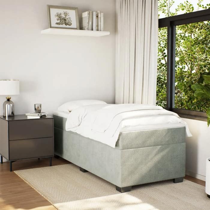Maison Exclusive - Sommier à lattes de lit et matelas Gris clair 80x200 cm Velours