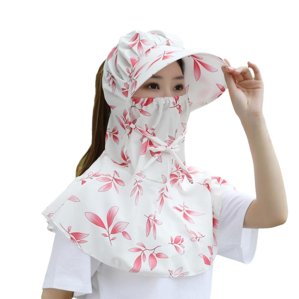 Anti-uv Sun Protection Hat Flower Bucket Hat with Mask Breathable Tea Picking Cap Ladies