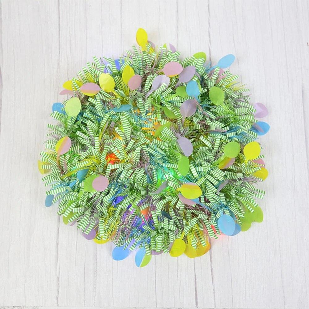 2 м пасхальные гирлянды яйцо пасхальный венок весенняя вечеринка зеленая полоса мишура витая с красочным пасхальным яйцом пасхальный орнамент DIY гирлянда