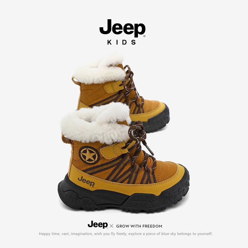 Детские водонепроницаемые снегоступы JEEP 2025 Зимние, на бархатной подкладке, Утепленные детские хлопковые ботинки.