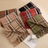 Vintage British Style Cashmere Fringed Scarf Women's Fashion Commuter Cold-proof and Warm Scarf Shawl