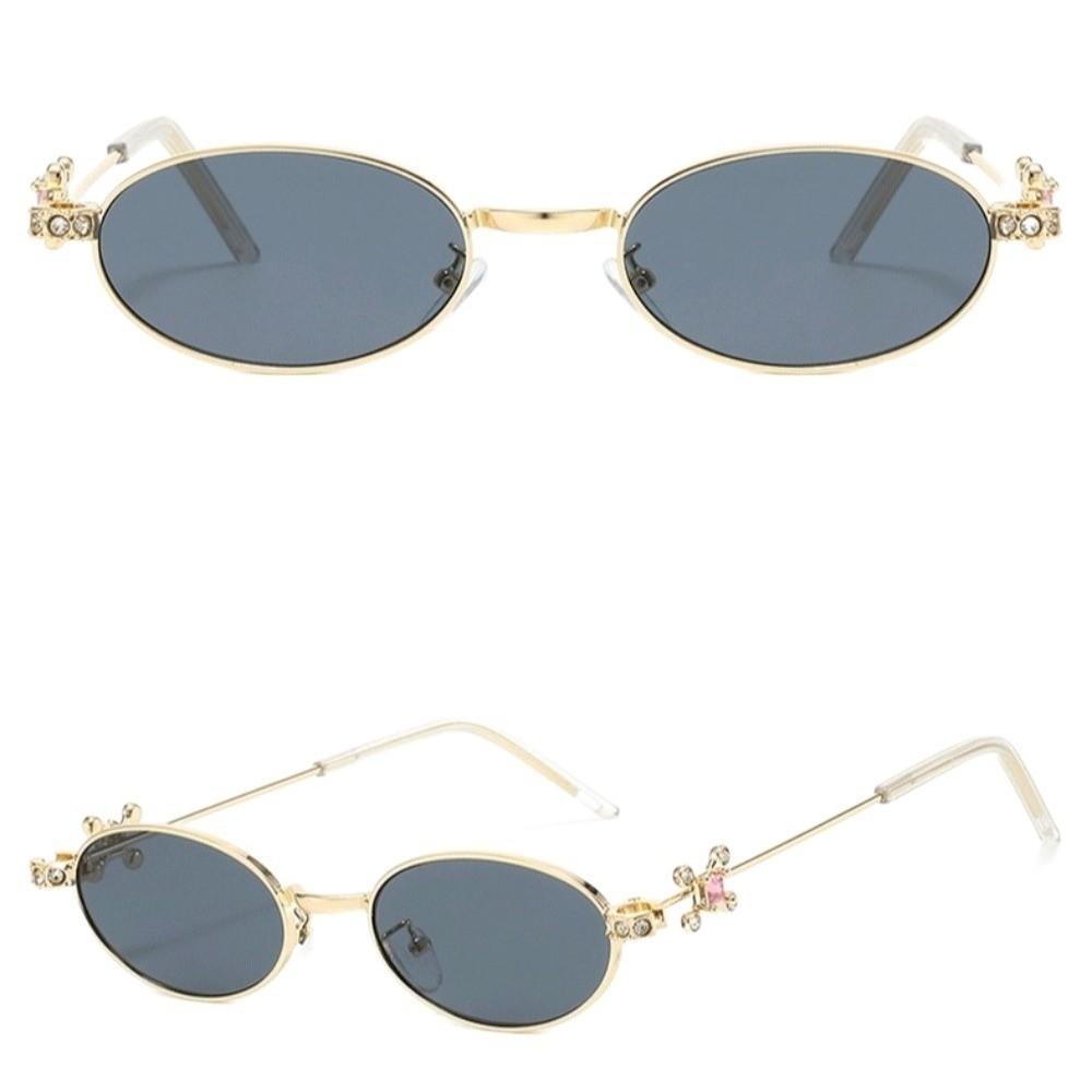Y2k Rhinestone Sunglasses Bling Anti-Blue Light Spectacles Simple Oval Women Eyewear Outdoor