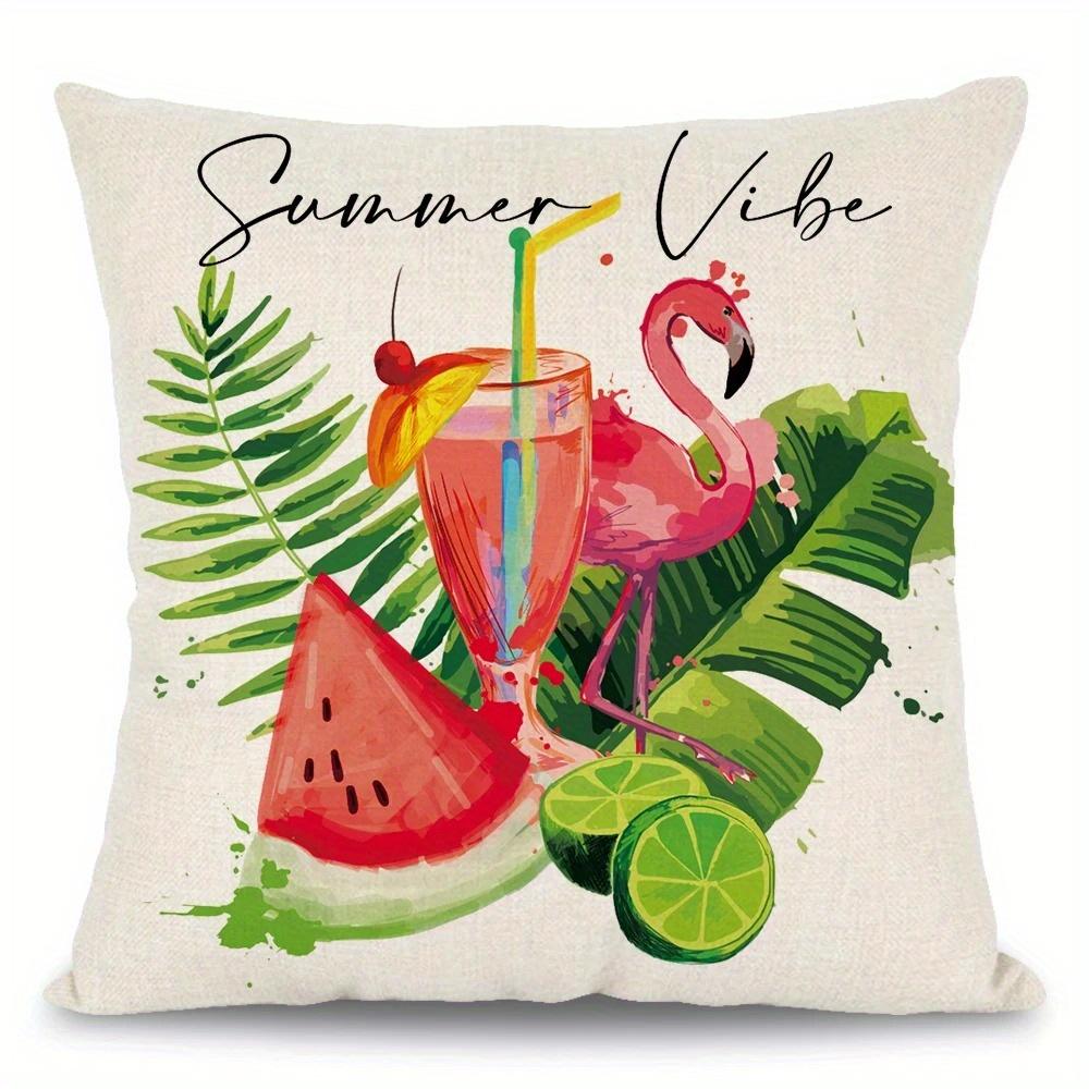 Home Decor Summer Vibes And Watermelon Sweetness Pattern Cushion Cover Suitable For Sofa Bedroom Car Pillow Cover