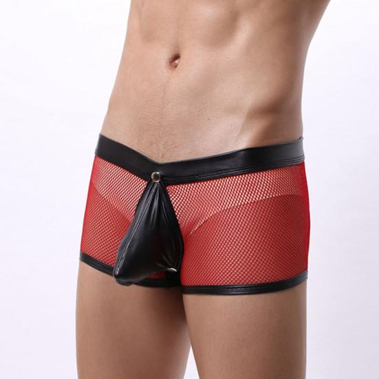 Men Thongs Hollow Out Mesh Sexy Opening U Convex Super Breathable Men Boxers
