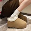 Women's Fashion Snow Boots Winter New Round Head Suede Inside Increase A Slip-on Comfortable Flat Cotton Shoes