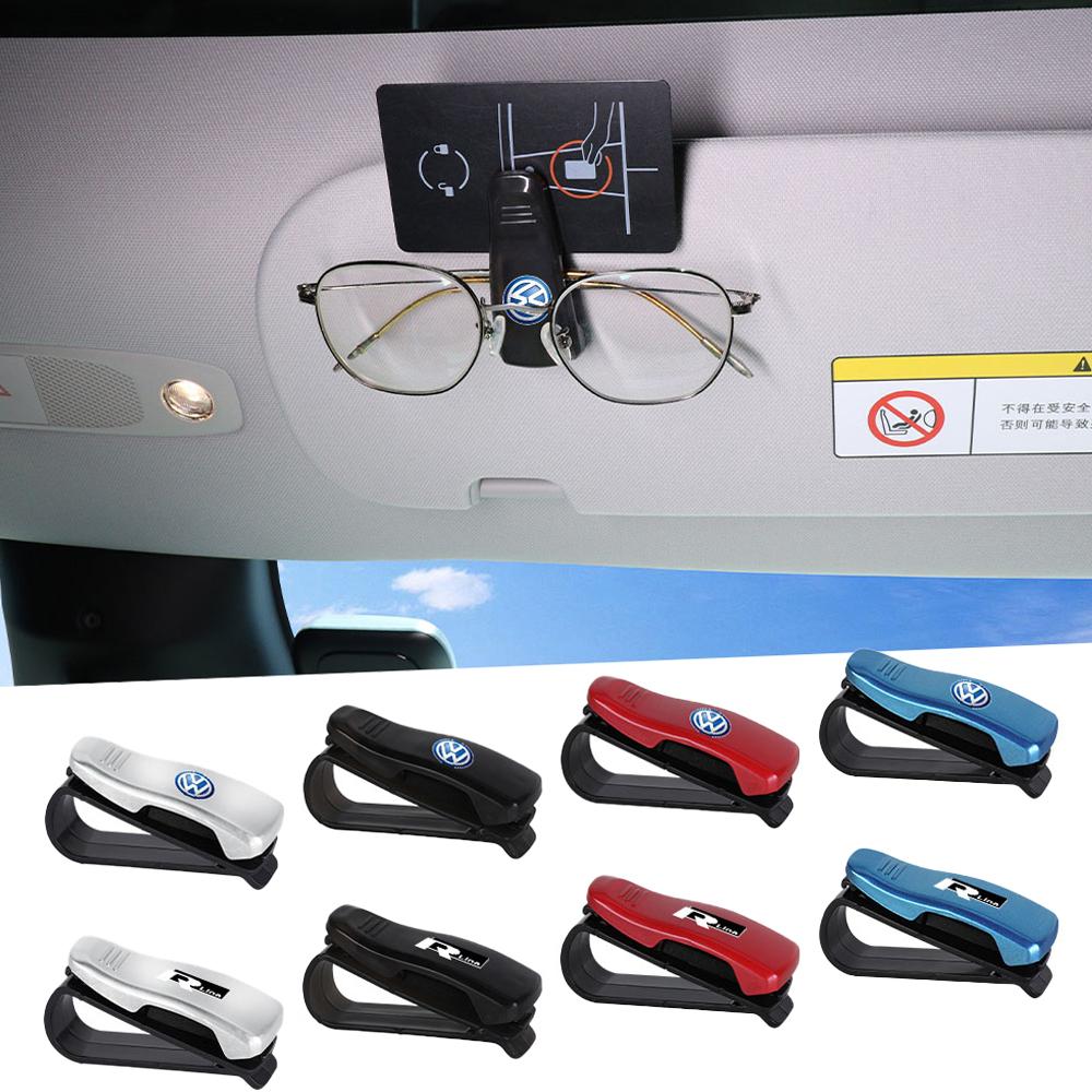Car Sun Visor Sunglasses Organizer Clip Card Ticket Holder For Volkswagen GTI Golf 6 7 8 Polo VW R-Line CC Passat Tiguan L Jetta zw6