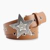 Fashion Womens Leather Belt With Star Pattern And Metal Buckle For Casual And Office Wear