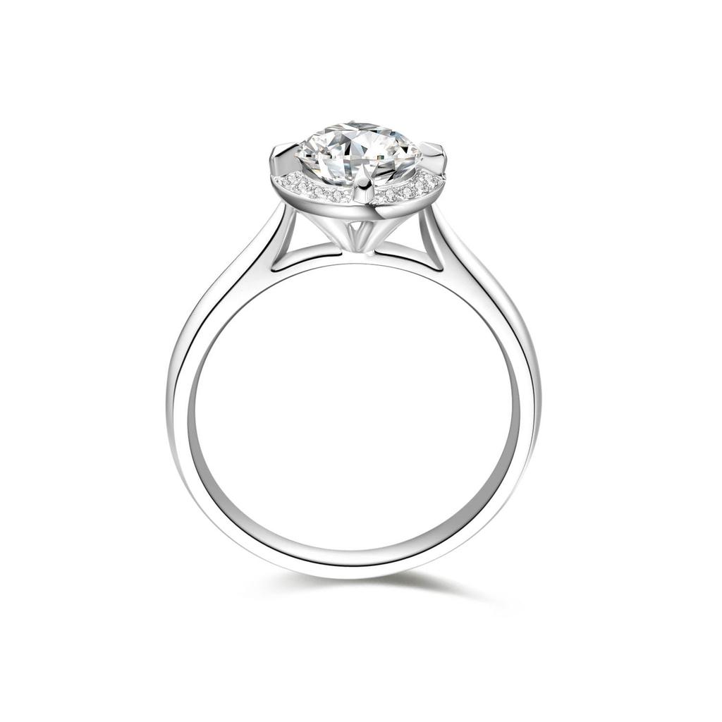 Нежное женское обручальное кольцо с бриллиантом 0,5-2 карата, выращенным в лаборатории(Цвет DE VVS1-VS1 Сертификат чистоты IGI) Кольцо из белого золота 18 карат Уникальное кольцо