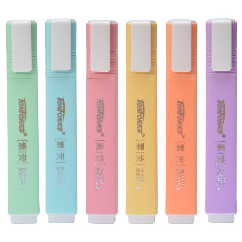 6 шт./набор Плоская форма Светлый цвет Маркер-хайлайтер Флуоресцентная ручка Художественные маркеры Подарочные канцелярские товары Набор хайлайтеров Пастельные хайлайтеры