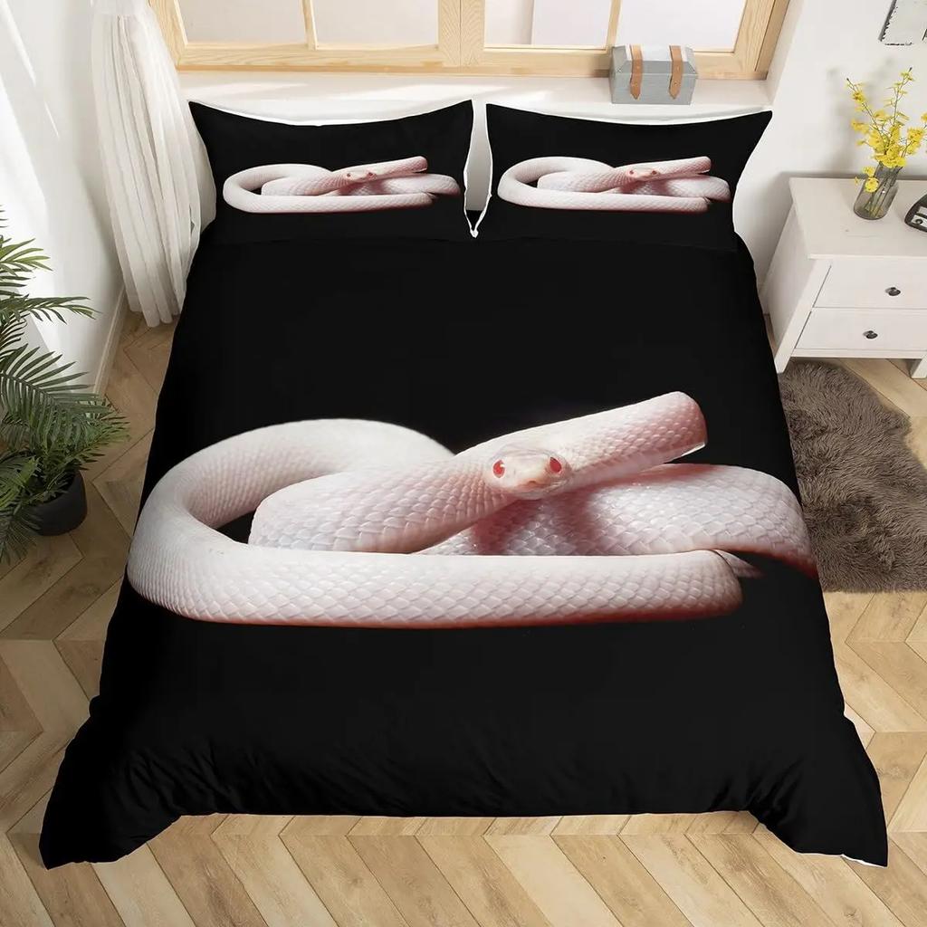 Snake Duvet Cover Python Bedding Set Gift for Teen Adult, Rainforest Animal Snake Comforter Cover Wildlife Reptiles Quilt Cover