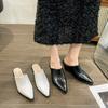 Fashion Comemore Spring Summer New Slippers Sexy Pointed Toe Slip On Baotou Mules Slipper Female Fashion Thick Heel Outdoor Dress Shoes
