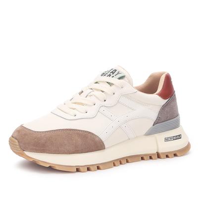 Женские кроссовки на массивной платформе. Дизайнерские повседневные кроссовки. Женские модные кроссовки. Женские дышащие кроссовки из натуральной кожи на шнуровке.