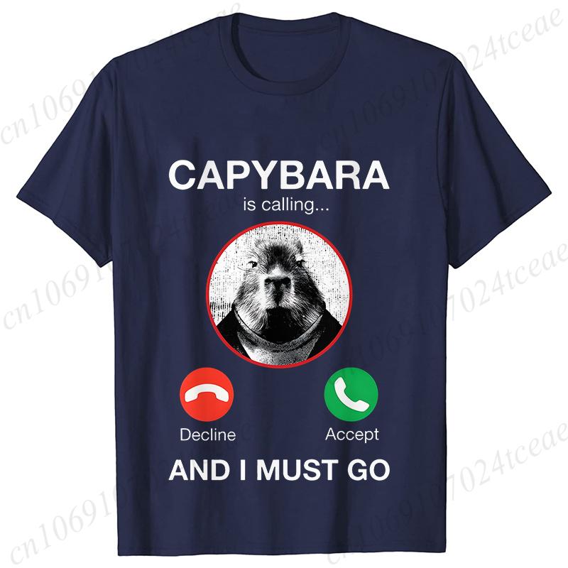 Футболки Capybara Is Calling для женщин, забавные футболки с капибарой, грызуном, животным, для любителей юмора, летняя одежда с коротким рукавом