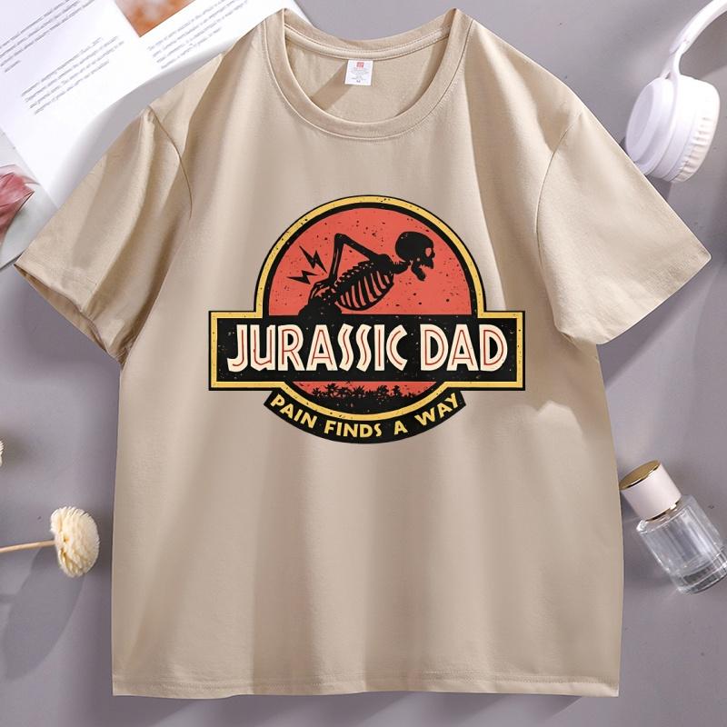 Funny Dad T Shirt Unisex Fathers Day Tee Dinosaur Dad Tshirt Casual Round Neck Printed Cotton Short Sleeve Tshirts Y2k Clothes