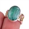 Emerald(Simulated) Handmade 925 Sterling Silver Jewelry Two Tone Ring S.5.5 H2L48