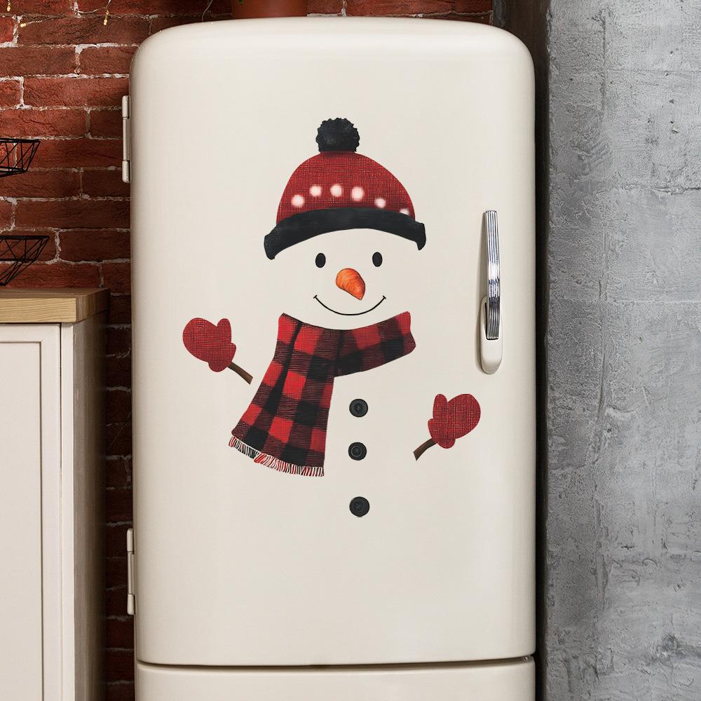 Cartoon Christmas Snowman Scarves Gloves Kitchen and Dining Room Beautification and Decoration Wall Stickers