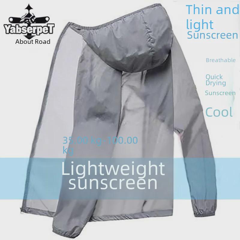 Men's Summer Ice Silk Sun Protection Hooded Windbreaker for Fishing & Beach.