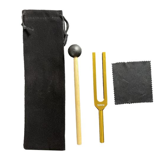 Aluminum Tuning Fork with Wooden Hanmmer Wrench Rag 128/256/512HZ Healing Instrument Tuning Fork Yoga Meditation Relaxation Accessories