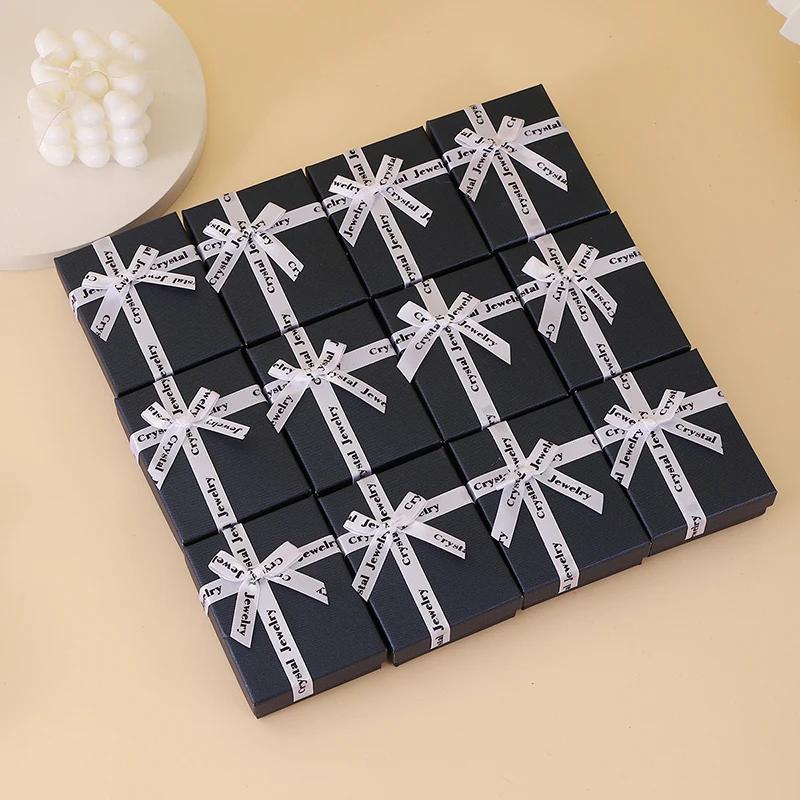 12 шт. бантовая шкатулка для украшений, серьги, органайзер для хранения ожерелий, бумажные органайзеры для хранения ювелирных изделий, подарочный футляр